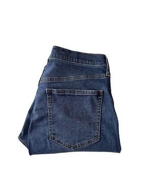 GAP True Skinny Sky High Raw Hem Medium Indigo 8 Wash High Rise Stretch Jeans